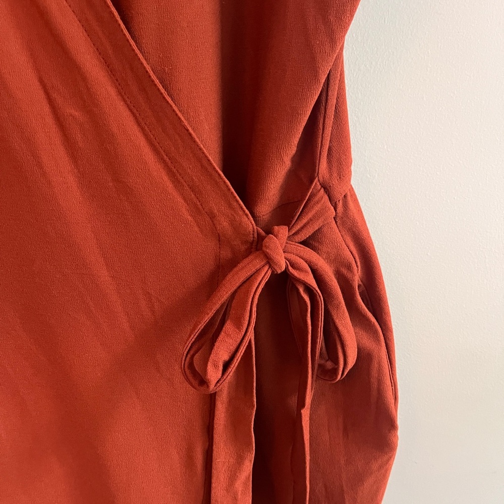 Eileen Fisher size XL Rust Sleeveless faux Wrap jumpsuit - Picture 3 of 4